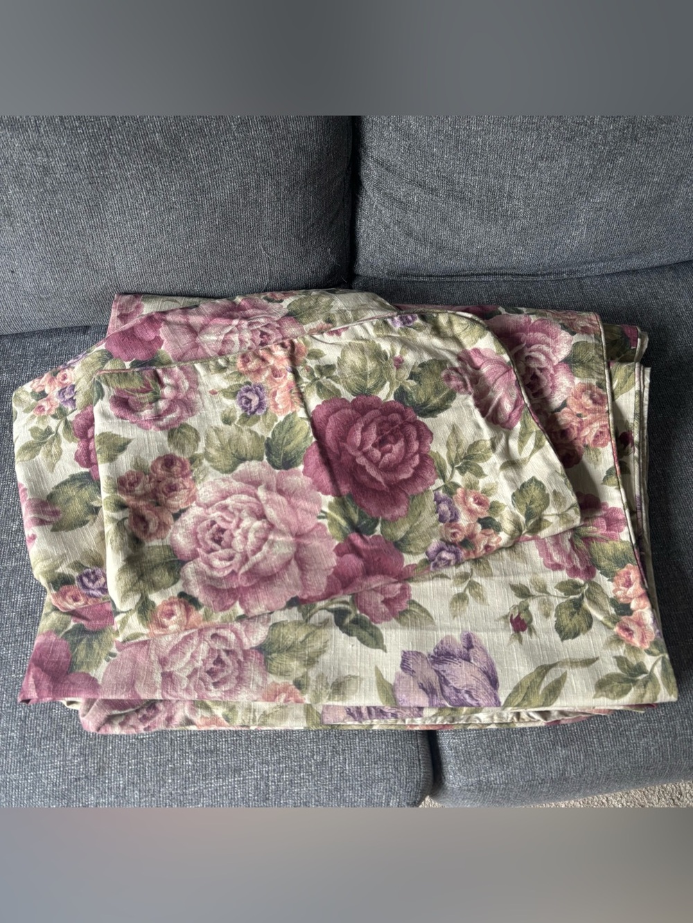 VTG Liz Claiborne Cotton King Duvet & Shams Set Floral Cottage Grandma Core